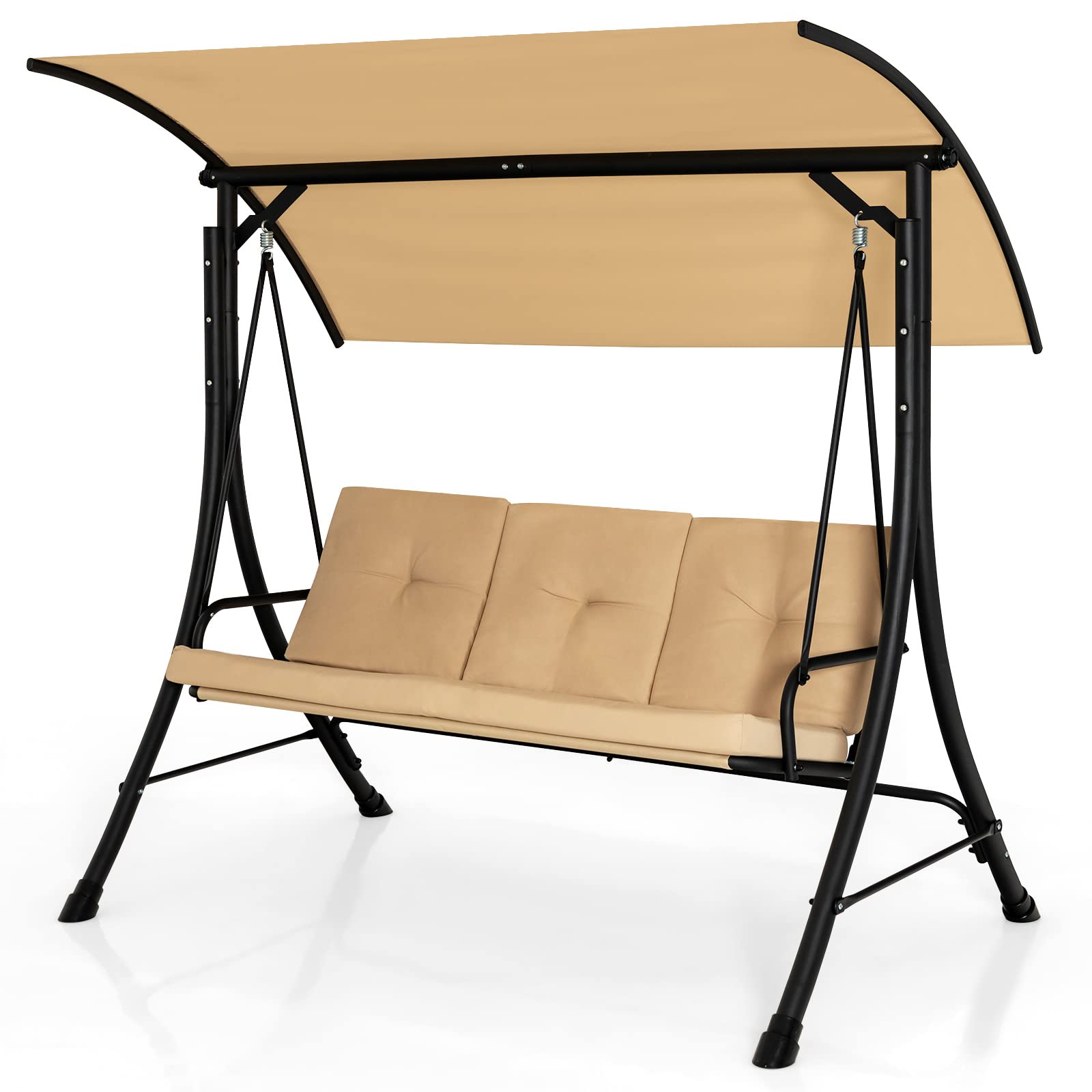 Tangkula 3 Person Porch Swing, Outdoor Swing with Removable Cushions