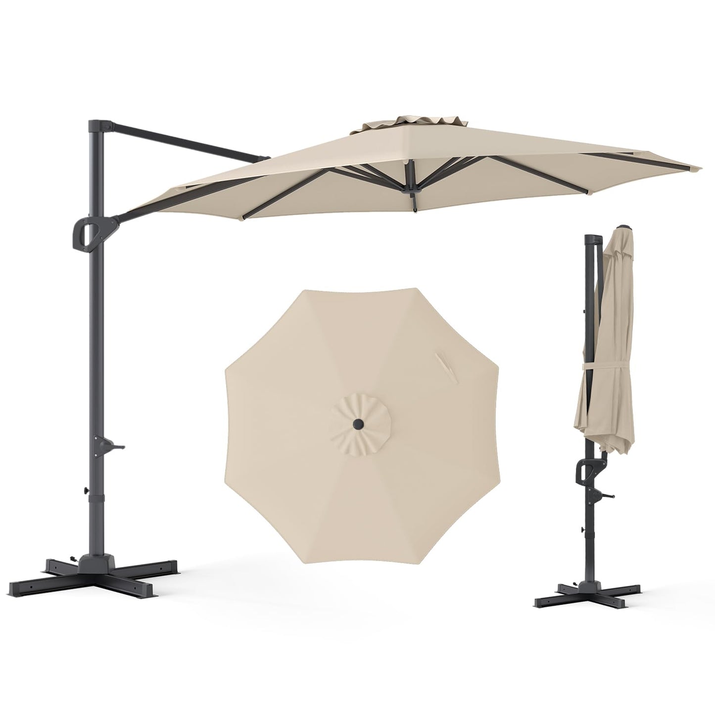 Tangkula 10ft Patio Umbrella Offset Cantilever Outdoor Umbrella(10 x 10 x 8.3 ft)