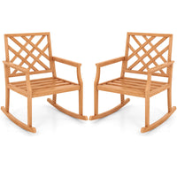 Tangkula Teak Wood Rocking Chair, Oversized Porch Rocker with Backrest and Slatted Seat (1/2, 32 x 28 x 35 Inch)