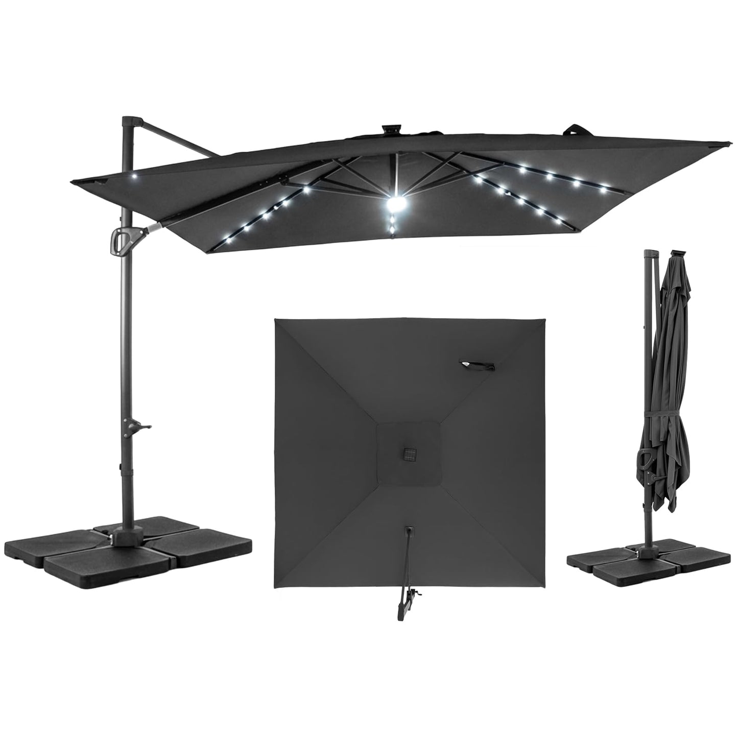 Tangkula 10 FT Solar Patio Umbrella with Base Included