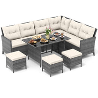 Tangkula 7 Pieces PE Rattan Patio Dining Set