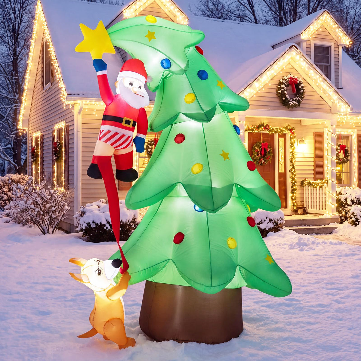 Tangkula 7.6 FT Inflatable Christmas Santa Claus Climbing Tree