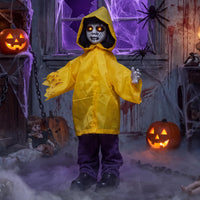 Tangkula Halloween Animated Life Size Scary Boy with Light Up Eyes