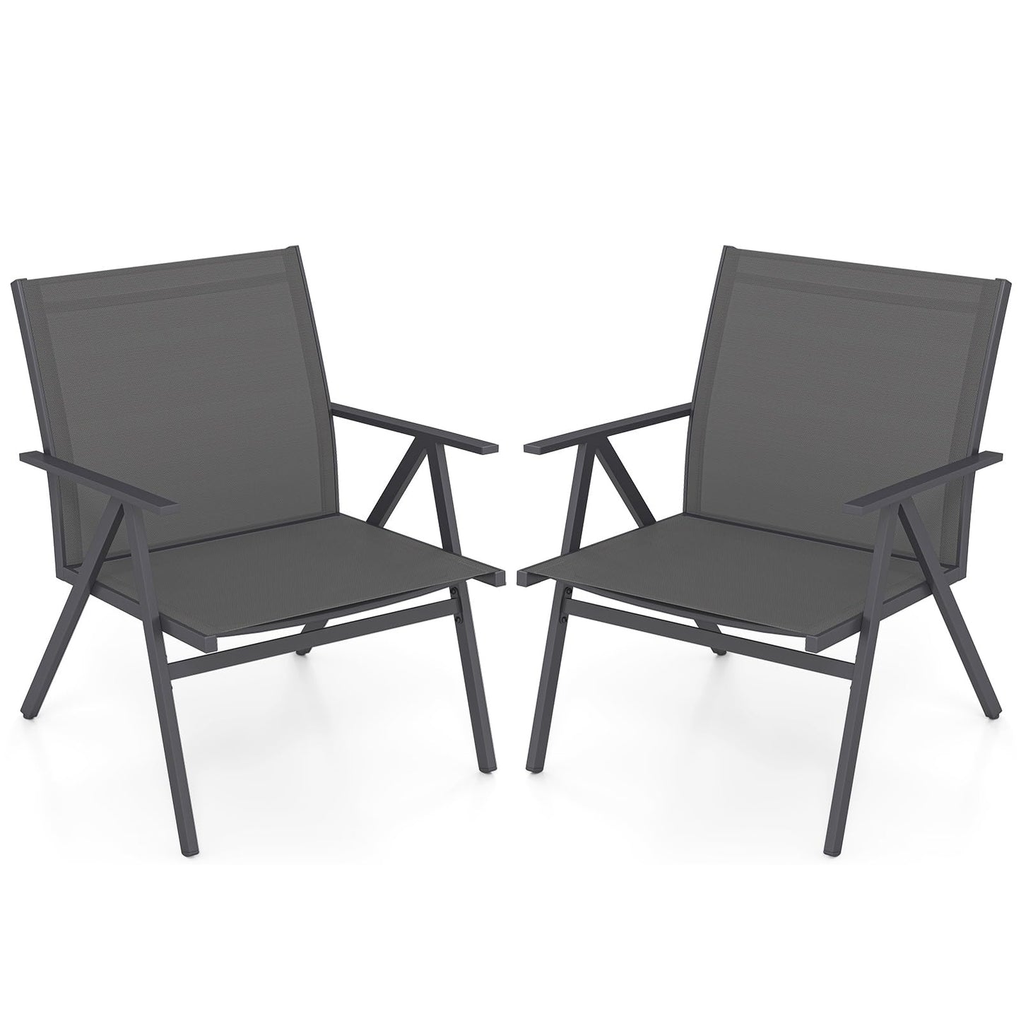 Tangkula Patio Chairs Set of 2/4 with Breathable Mesh Fabric and Metal Frame