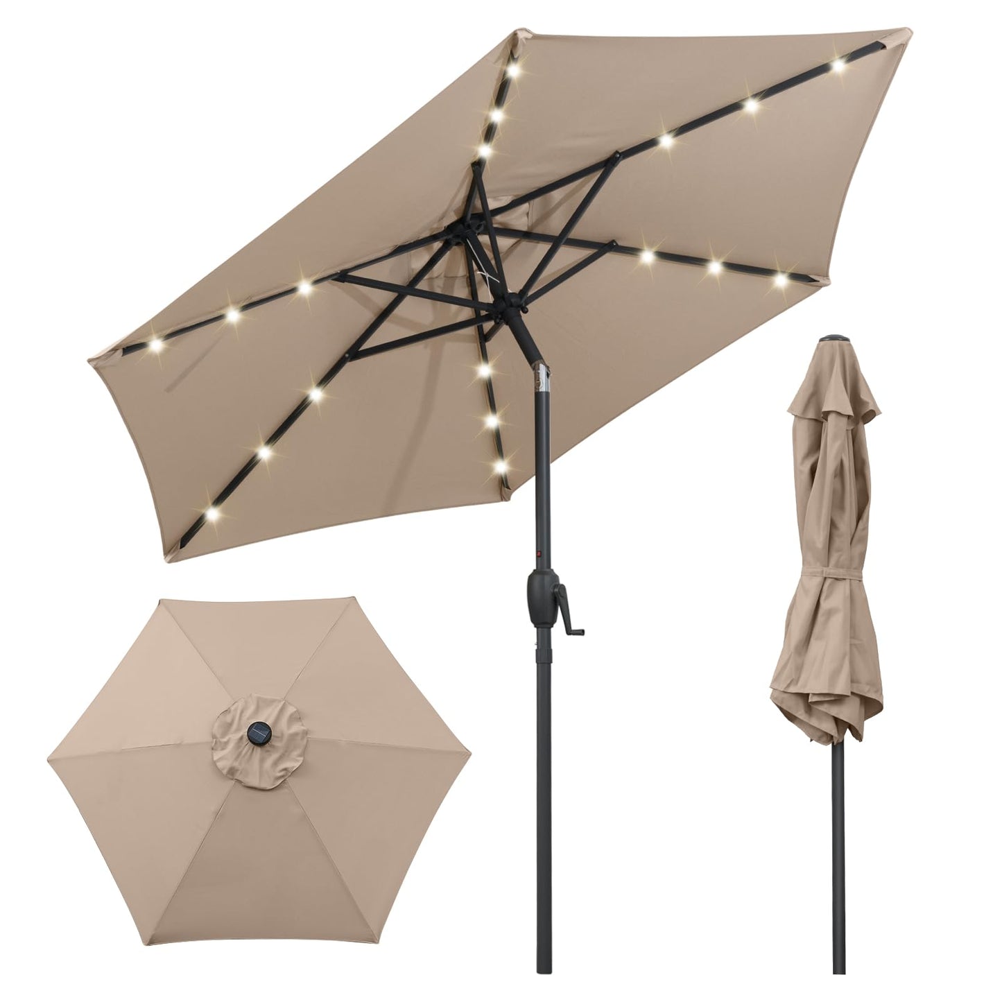 Tangkula 7.5 ft Solar LED Patio Umbrella