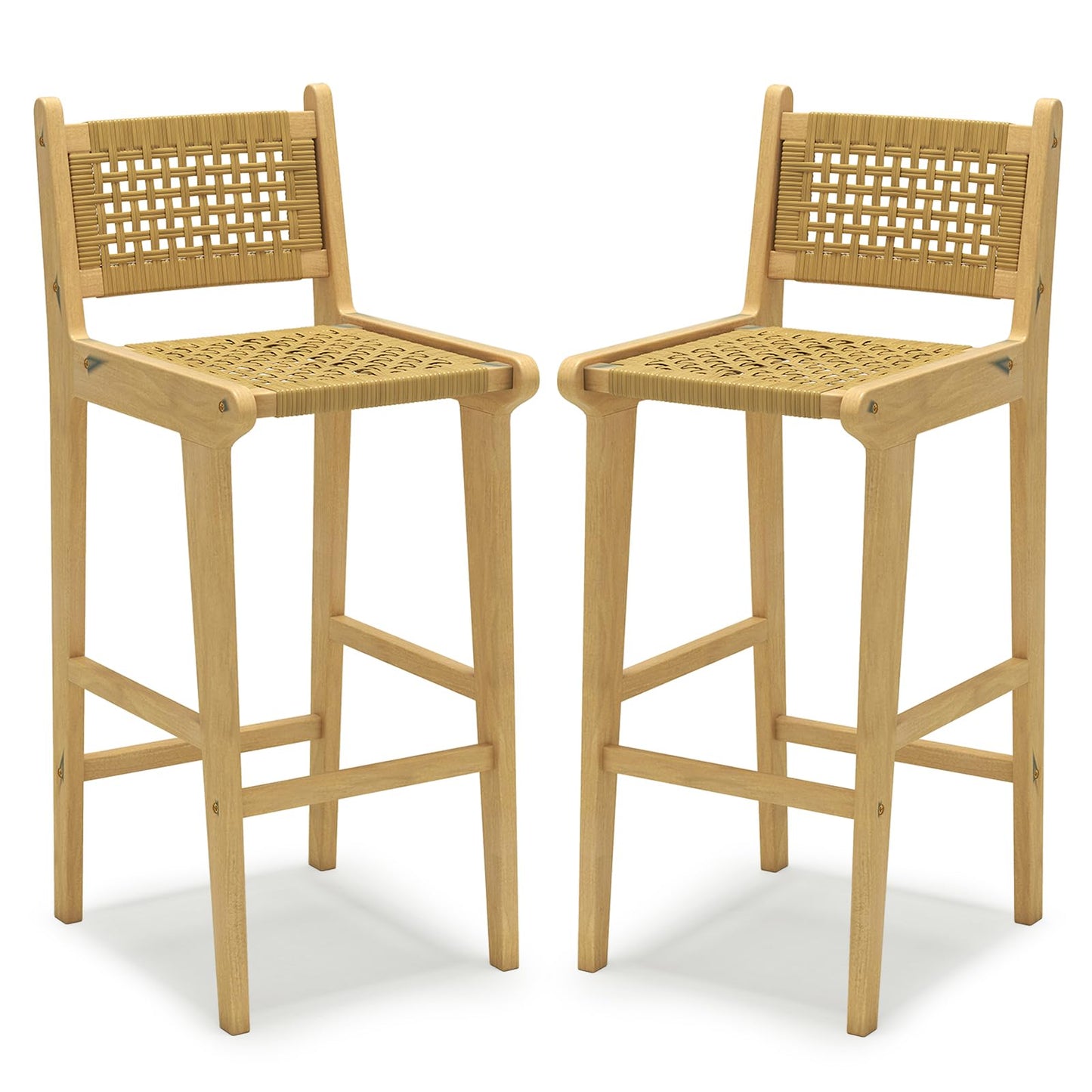 Tangkula Patio Teak Wood Bar Stools（1/2/4）