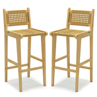 Tangkula Patio Teak Wood Bar Stools（1/2/4）