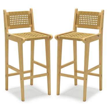 Tangkula Patio Teak Wood Bar Stools（1/2/4）