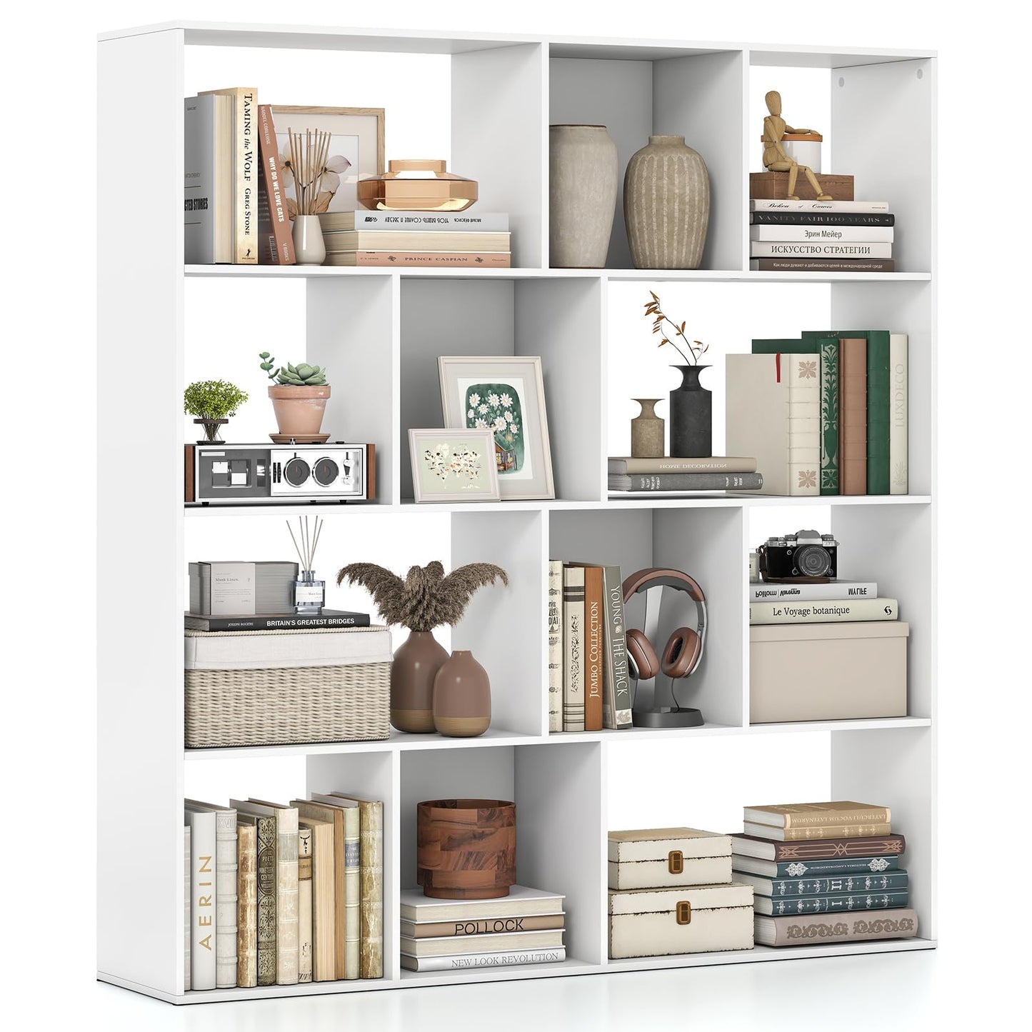 Tangkula 12 Cube Bookshelf 4-Tier Freestanding Storage Organizer Bookcase