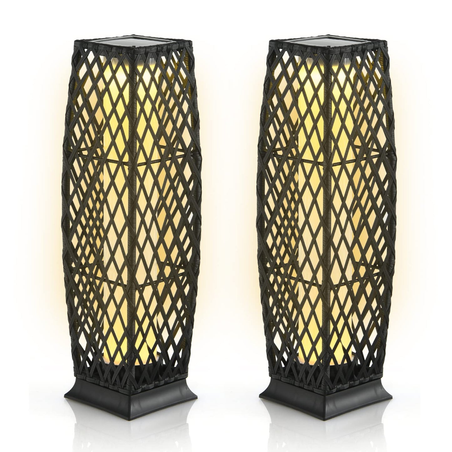 Tangkula 2 Pieces Outdoor Solar Powered Floor Lamps