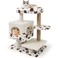 Tangkula Arbre à chat esthétique à imprimé vache de 76 cm avec condo à 2 portes et perchoir supérieur rembourré