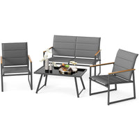 Tangkula 4 Piece Patio Furniture Set Outdoor Metal Conversation Set