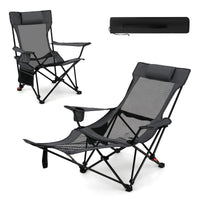 Tangkula Reclining Camping Chair with Removable Footrest