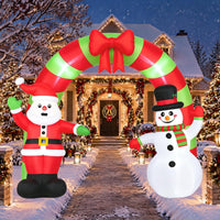 Tangkula 10 FT Christmas Inflatable Archway with Santa Claus & Snowman
