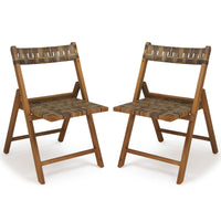 Tangkula Teak Wood Folding Chairs Set of 2/4
