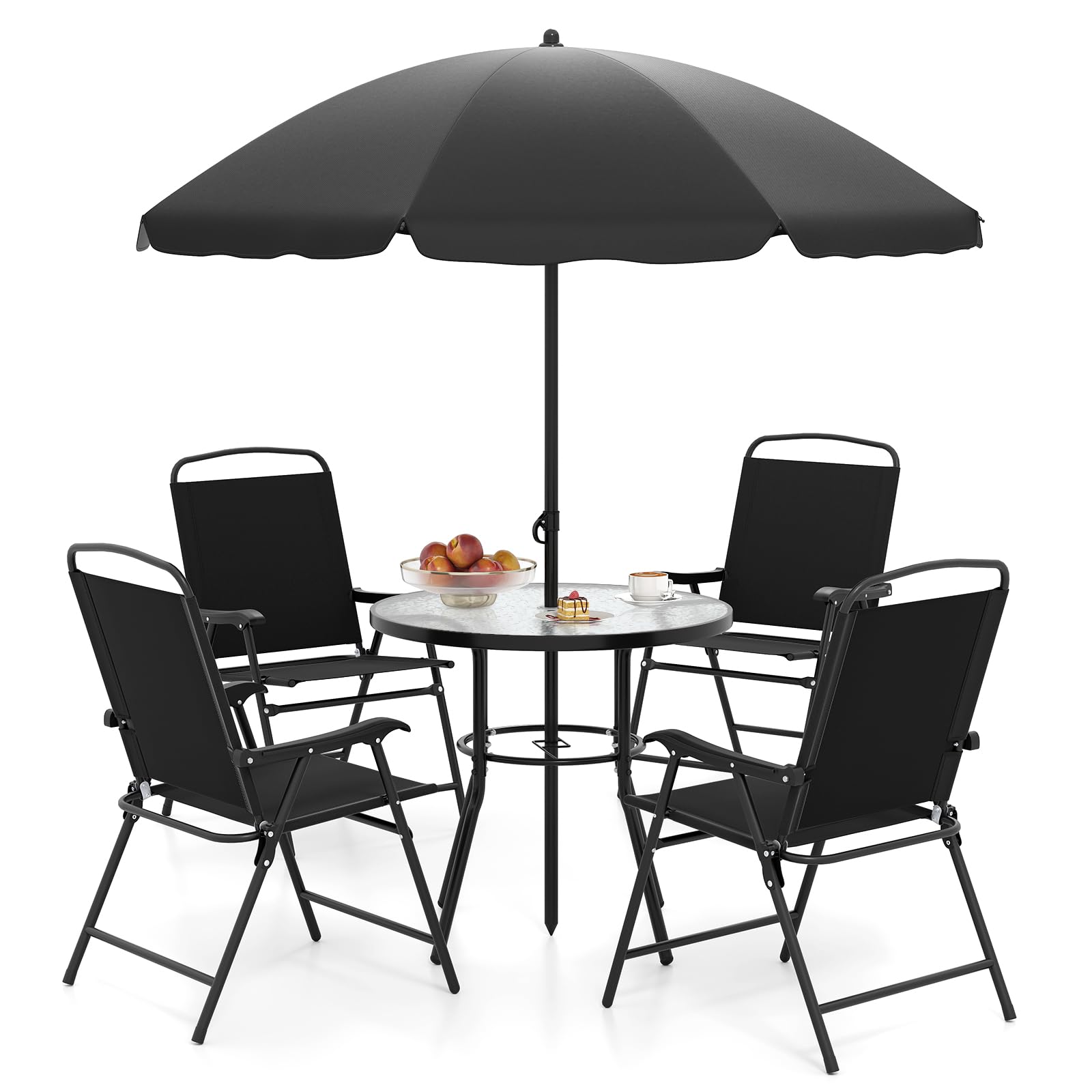 Tangkula 6 Pieces Patio Dining Set with Umbrella for Garden