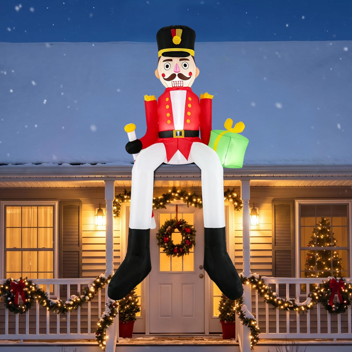 Tangkula 8.7 FT Inflatable Christmas Nutcracker Hanging Decoration