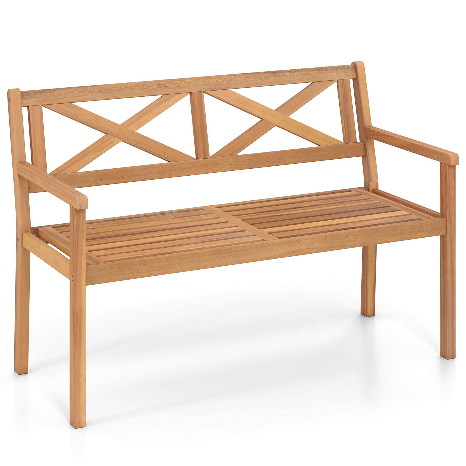 Tangkula Acacia Wood Outdoor Loveseat Bench