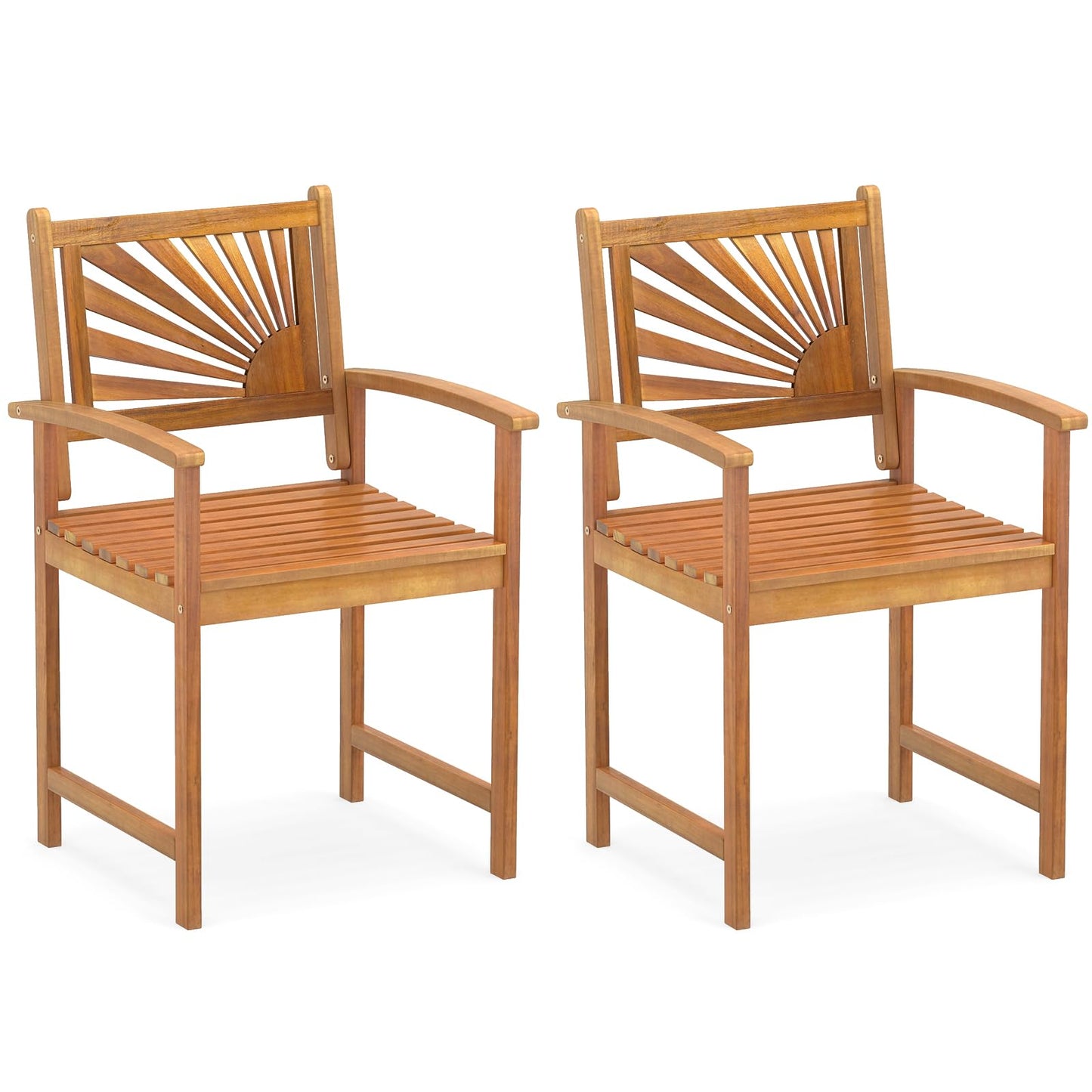 Tangkula Outdoor Acacia Wood Dining Chairs Set