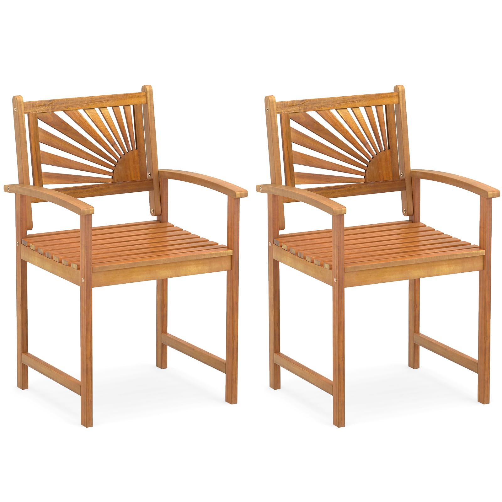 Ensemble de chaises de salle à manger d'extérieur en bois d'acacia Tangkula