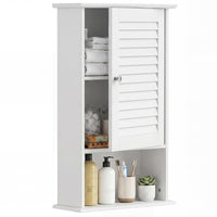 Tangkula Wall Mounted Bathroom Cabinet Single Door Wooden Bathroom Wall Cabinet with Adjustable Shelf