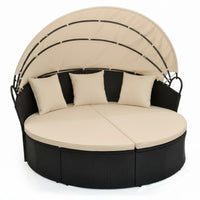 Tangkula Outdoor Patio Round Daybed with Retractable Canopy