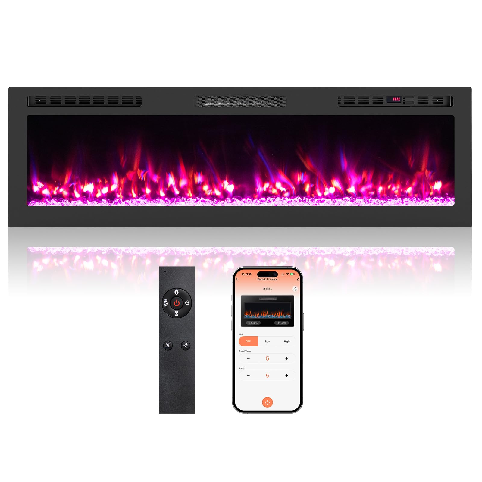 Tangkula 60" Wi-Fi Enabled Electric Fireplace