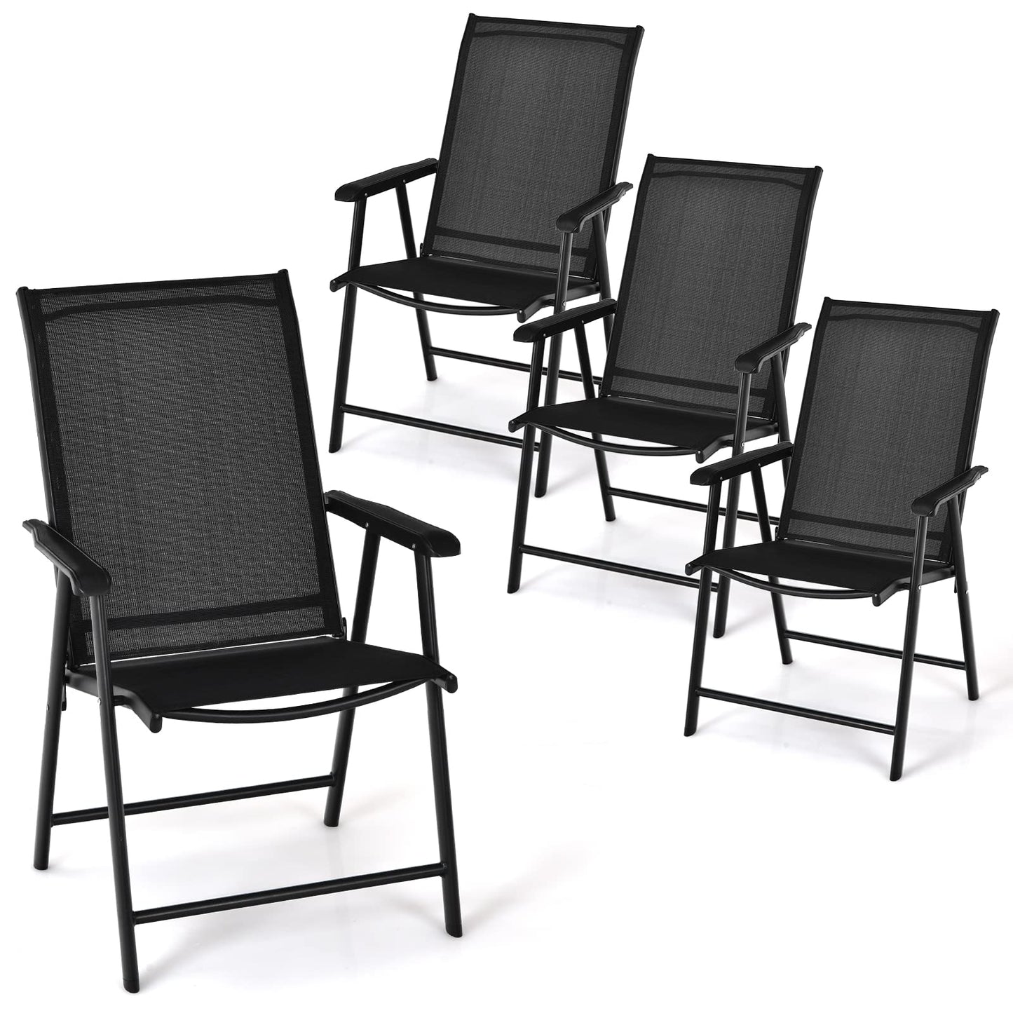 Set of 2 Patio Folding Chairs, Grey - Tangkula