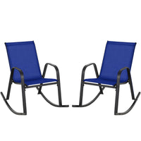 Tangkula Patio Rocking Chair Set of 2/4, Outdoor Ergonomic Rockers with Breathable Fabric Seat