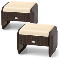 Tangkula 2 poufs de terrasse en osier PE avec coussins amovibles