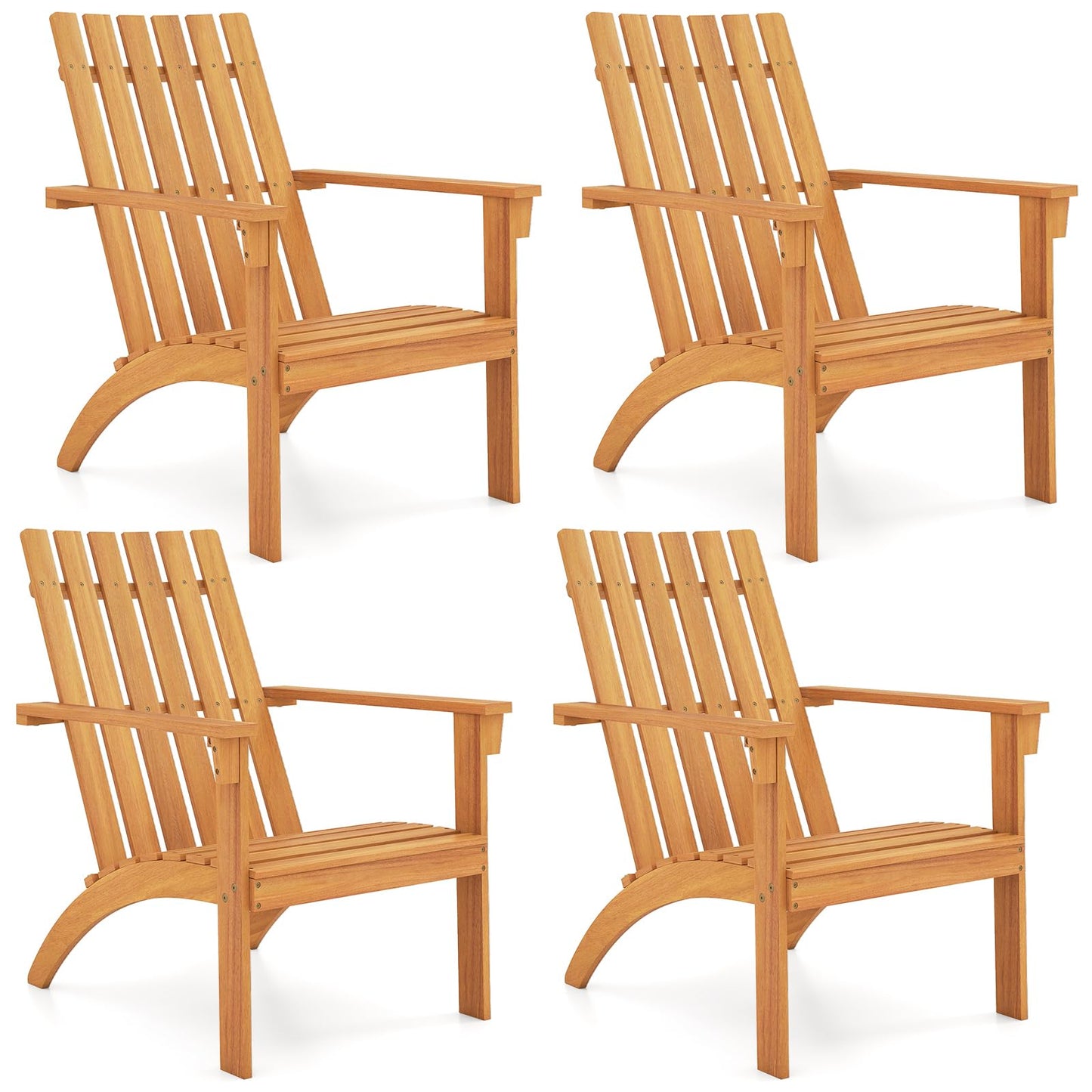 Tangkula Outdoor Adirondack Chair Solid Acacia Wood Fire Pit Chair (1/2/4)