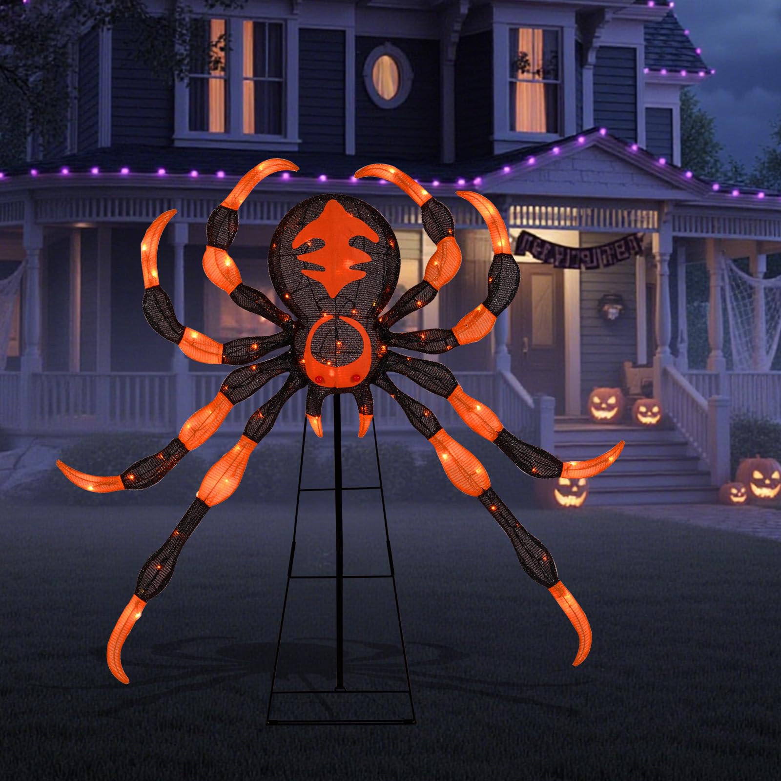 Tangkula Décoration Halloween Araignée de 52 pouces
