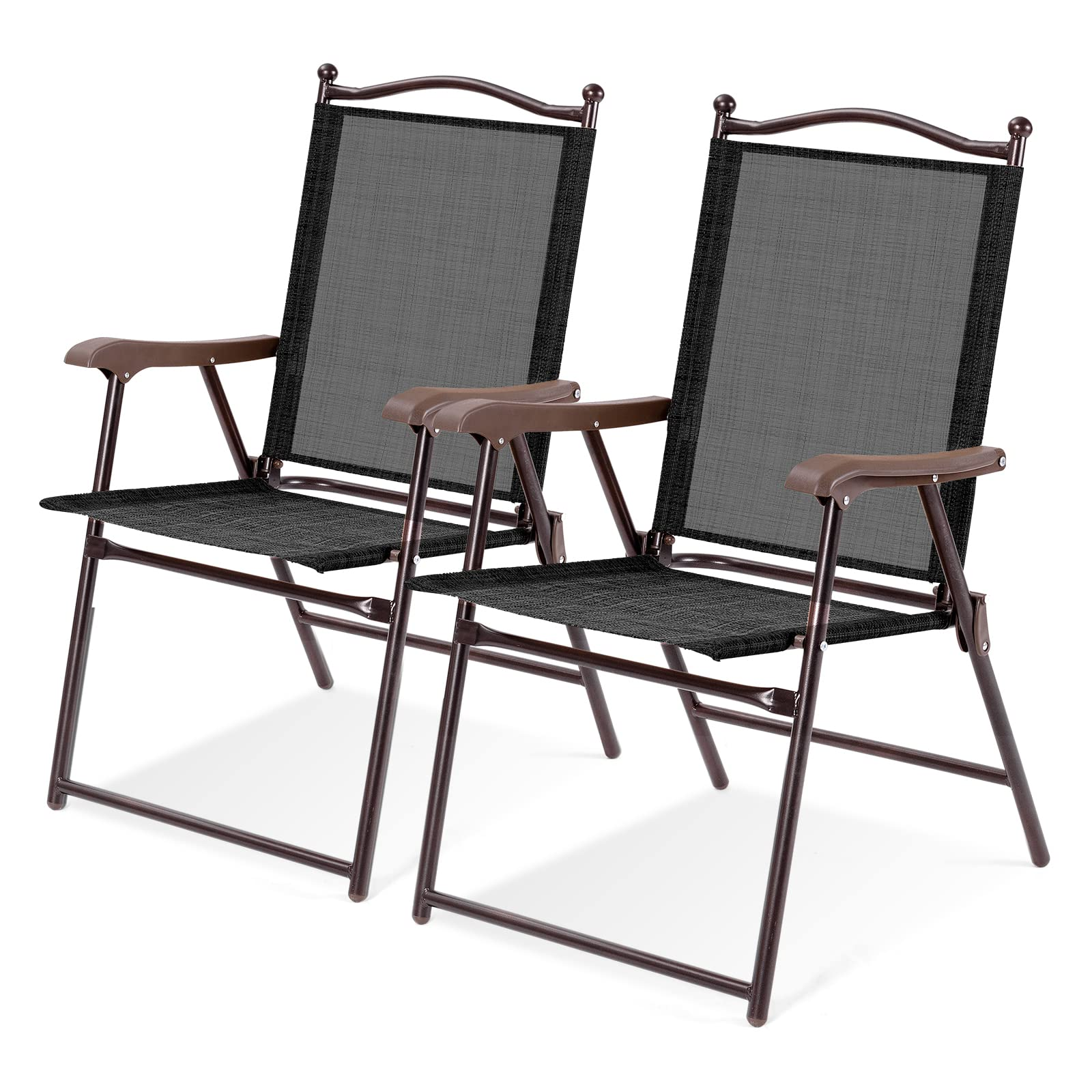 Tangkula Set of 2/4 Patio Folding Dining Chairs