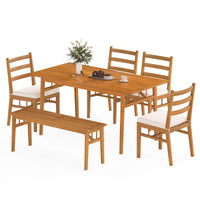 Tangkula 6 Pieces Patio Acacia Wood Dining Set