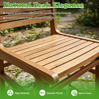 Tangkula Teak Wood Outdoor Dining Chair for Yard & Garden