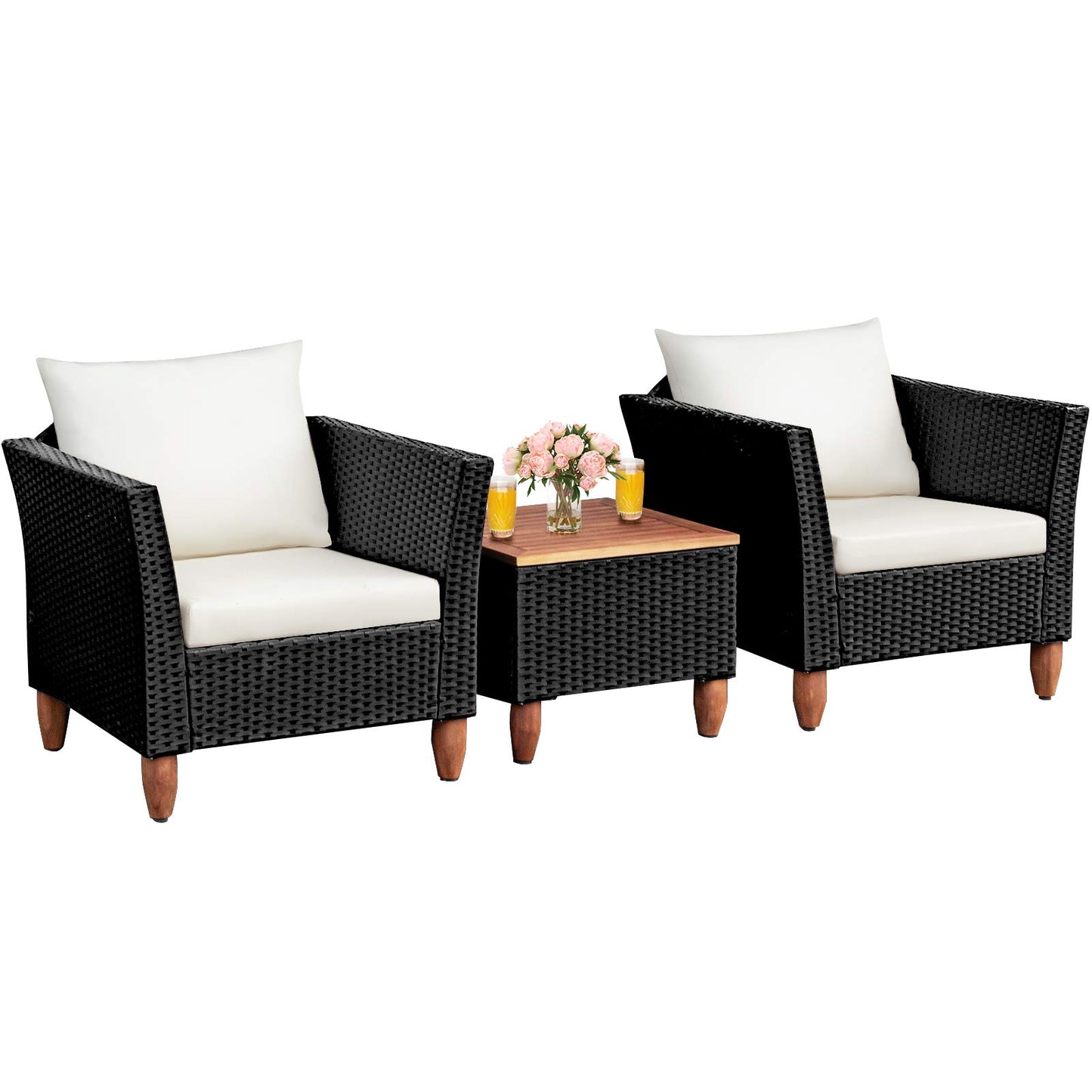 Tangkula 3 Piece Patio Furniture Set for Balcony Backyard Porch