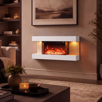 Tangkula 18"/26"/36"/46" 3-Sided WiFi Electric Fireplace with 32"/40"/50"/60" Floating Mantel