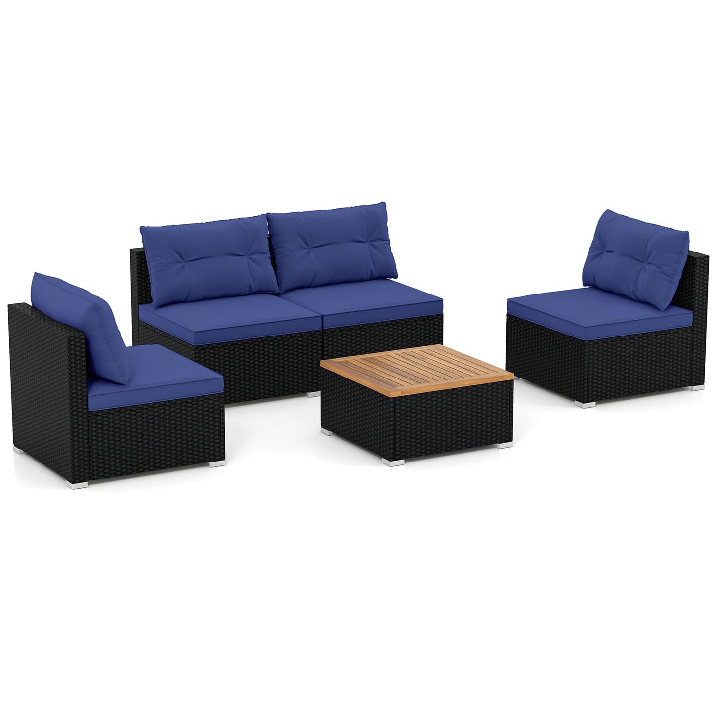 Tangkula 5 Pieces Wicker Patio Furniture Set
