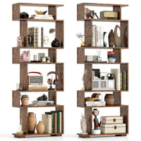 Tangkula 6 Tier S Shaped Bookshelf for Study