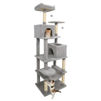 Tangkula Tour pour chat extra haute de 75 pouces avec poteau à griffer en sisal, perchoir supérieur rembourré et doubles condos