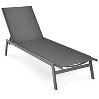 Tangkula Outdoor Chaise Lounge Chair, 6-Position Adjustable Reclining Chair with Breathable Fabric and Heavy Duty Steel Frame