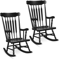 Tangkula Patio Rocking Chair Solid Wood with Rubber Wood Frame