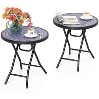 Table d'appoint pliante ronde Tangkula avec plateau en verre trempé et cadre en métal