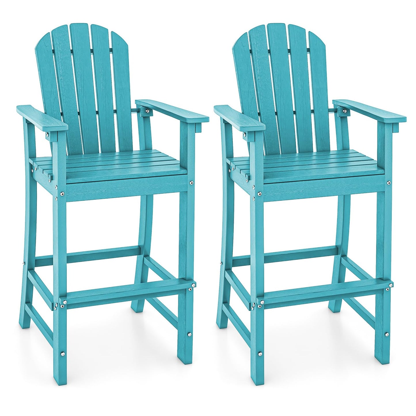 Tangkula Outdoor Tall Adirondack Chair 30 Inches Seat Height, HDPE Bar Height Patio Chair with High Backrest