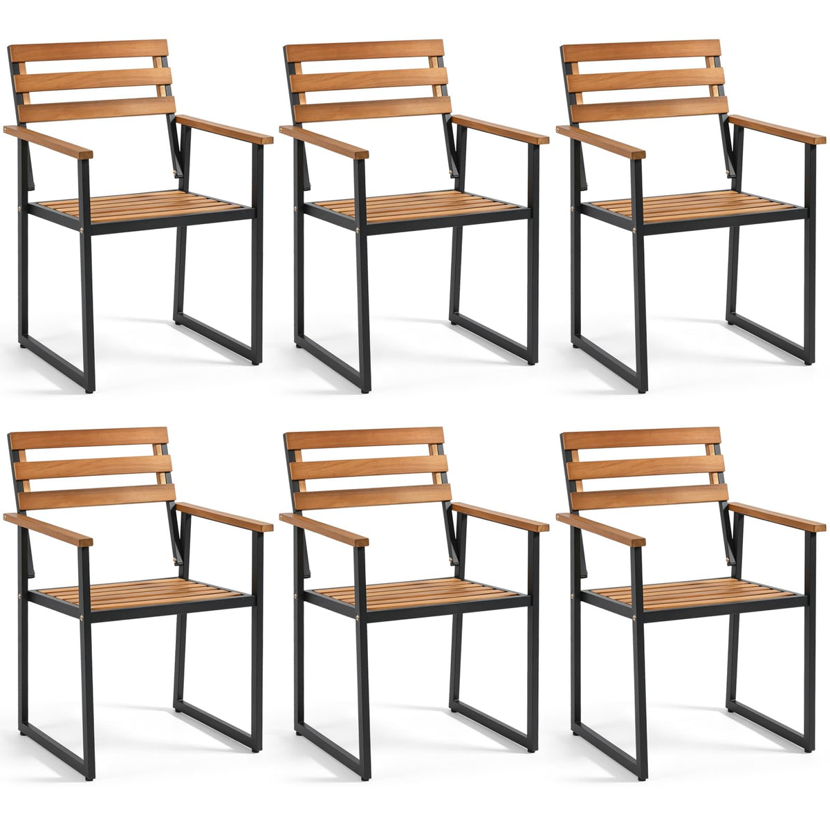 Tangkula Acacia Wood Outdoor Dining Chairs Set