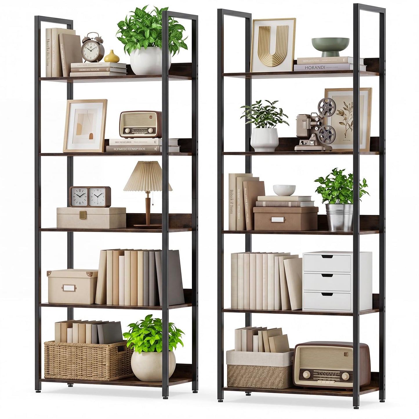 Tangkula 61”H Open Bookcase with Metal Frame