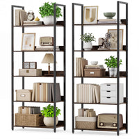 Tangkula 61”H Open Bookcase with Metal Frame