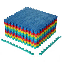Tangkula 12 dalles de sol d'exercice en EVA avec bordure, tapis de jeu puzzle en mousse souple emboîtable de 1,27 cm