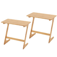 Bamboo TV Tray Sofa Side Table, Z-Shaped Couch Table with 29.5'' x 16'' Tabletop