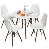 Tangkula Round Dining Table Set for 4, Kitchen Table Set with Seat & Solid Wood Legs